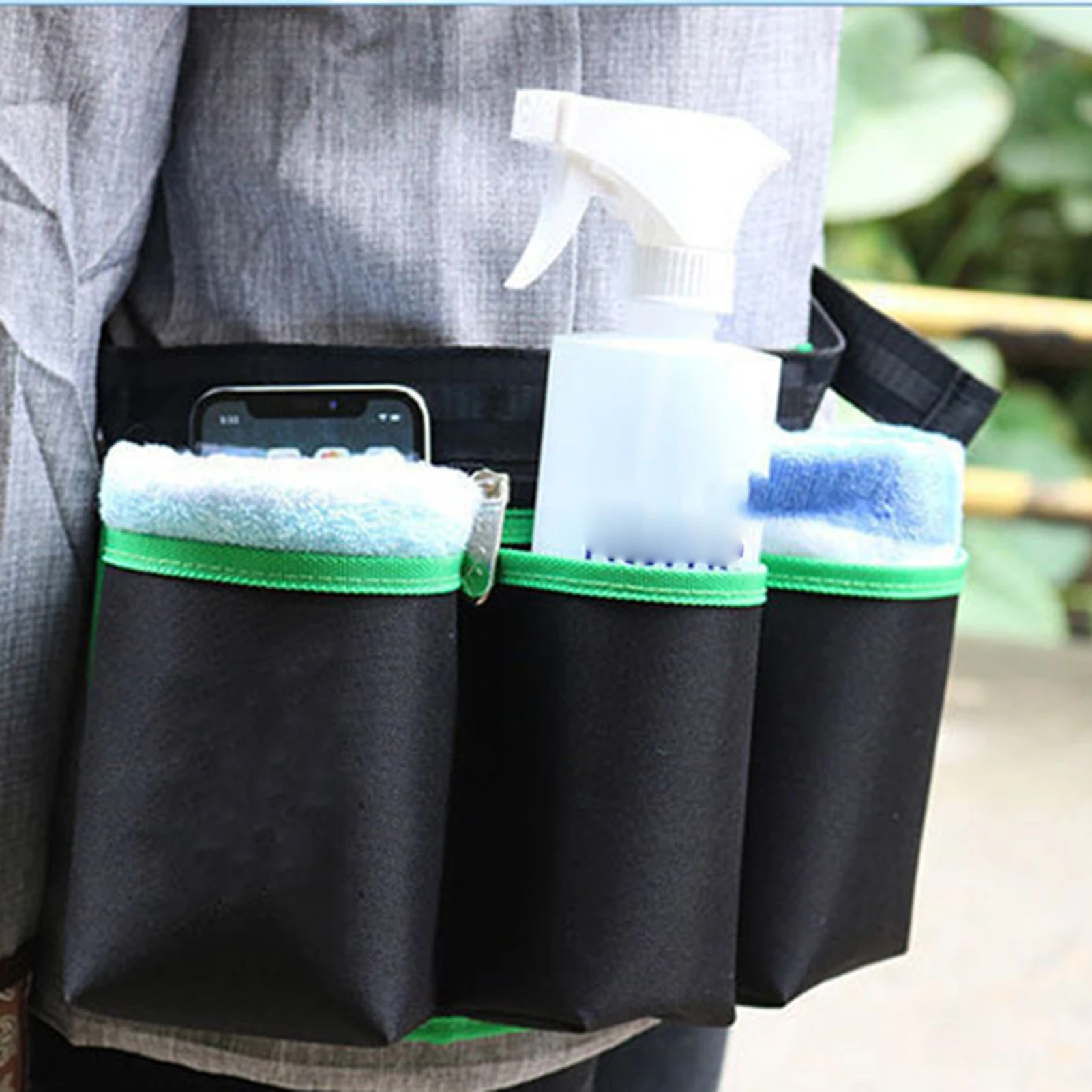 Bottle Holster Waist Tools Bag Zipper Seal Buckle Design Tool Pouch for Housekeeping a Public Area Cleanup