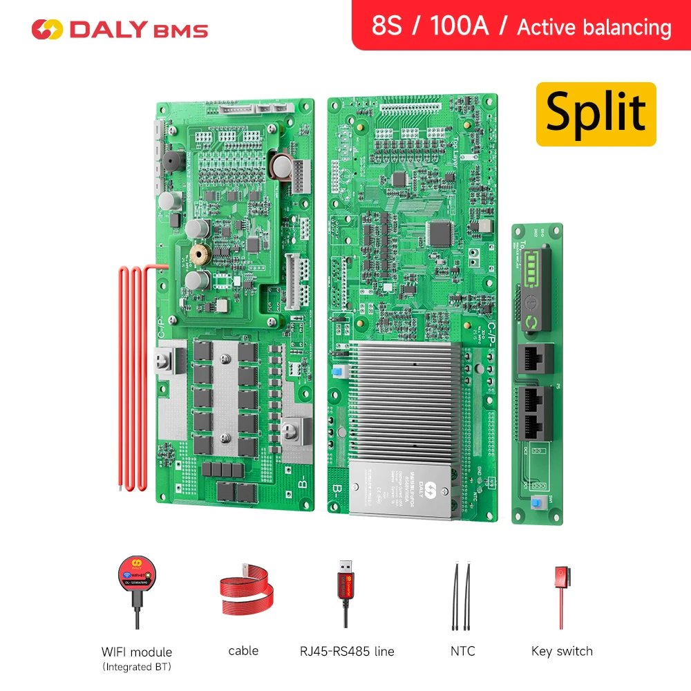 DALY Smart BMS Energie-omvormer BMS Actieve Balancer 8S 24V 16S 48V 100A Li-ion/Lifepo4 Batterij BMS voor Deye Victron Omvormer