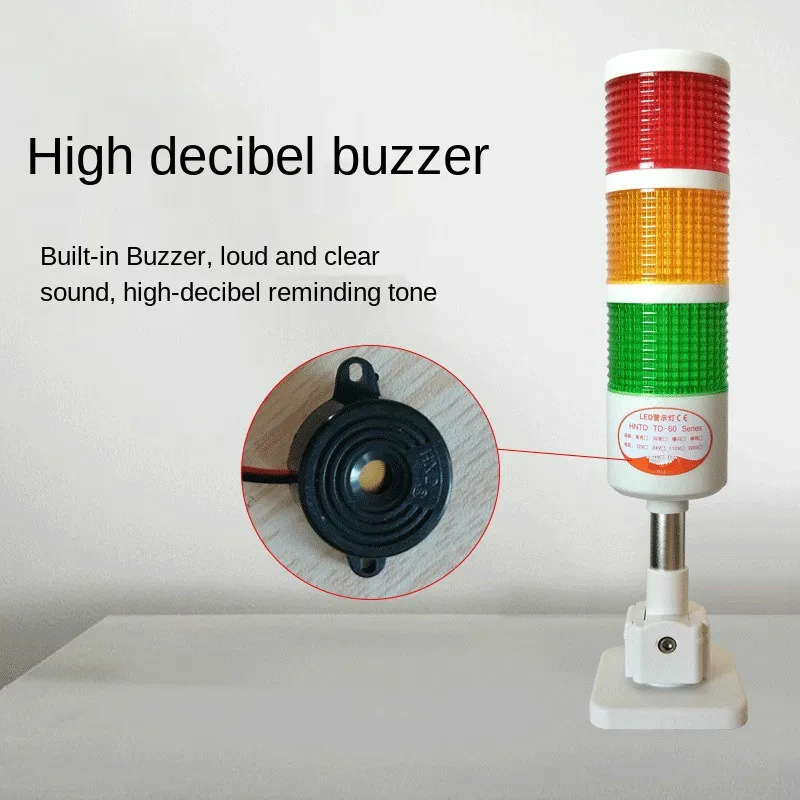 Диаметр 60 мм, 24 В, светодиодные многослойные сигнальные огни, 3 цвета, безопасный складной зуммер, сигнальная лампа для промышленных машин