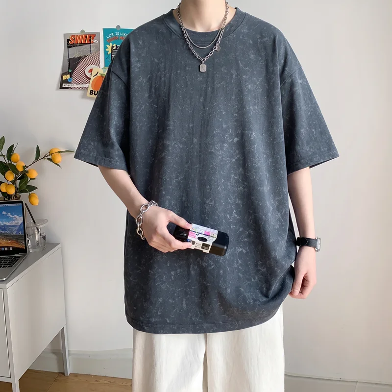 Summer Men's Fashion Casual Tie-Dye Pure Cotton Dirty Short-Sleeved T-Shirt