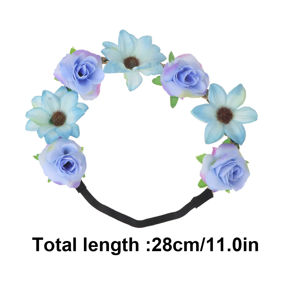 Blue Rose Flower Headband Bridal Headpiece Festival Hair Accessory Floral Hair Wreath Photography Props
