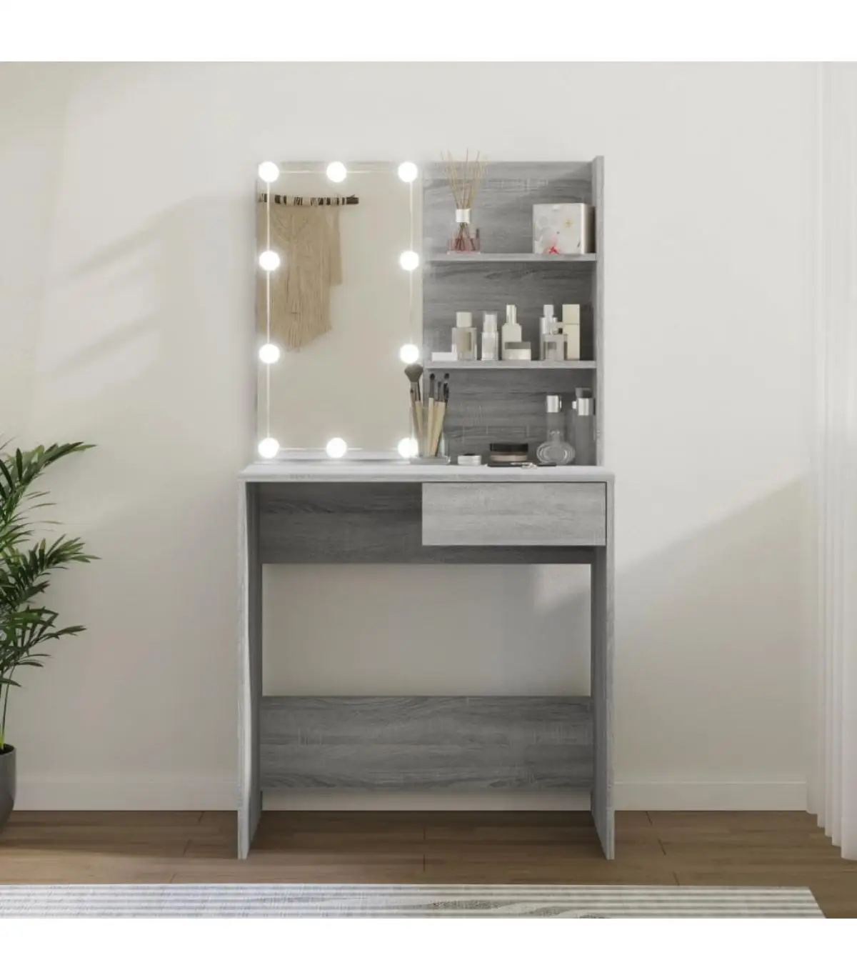 Dressing table for bedrooms with LED sonoma gray 74,5x40x141 cm