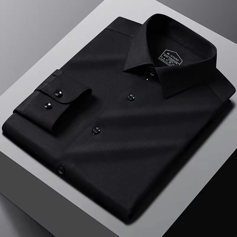 8XL New Fabrics Modal Work Blue White Shirts Men Long Sleeve Anti-wrinkle Classic Solid Color Men Shirts Long Sleeve Slim Fit