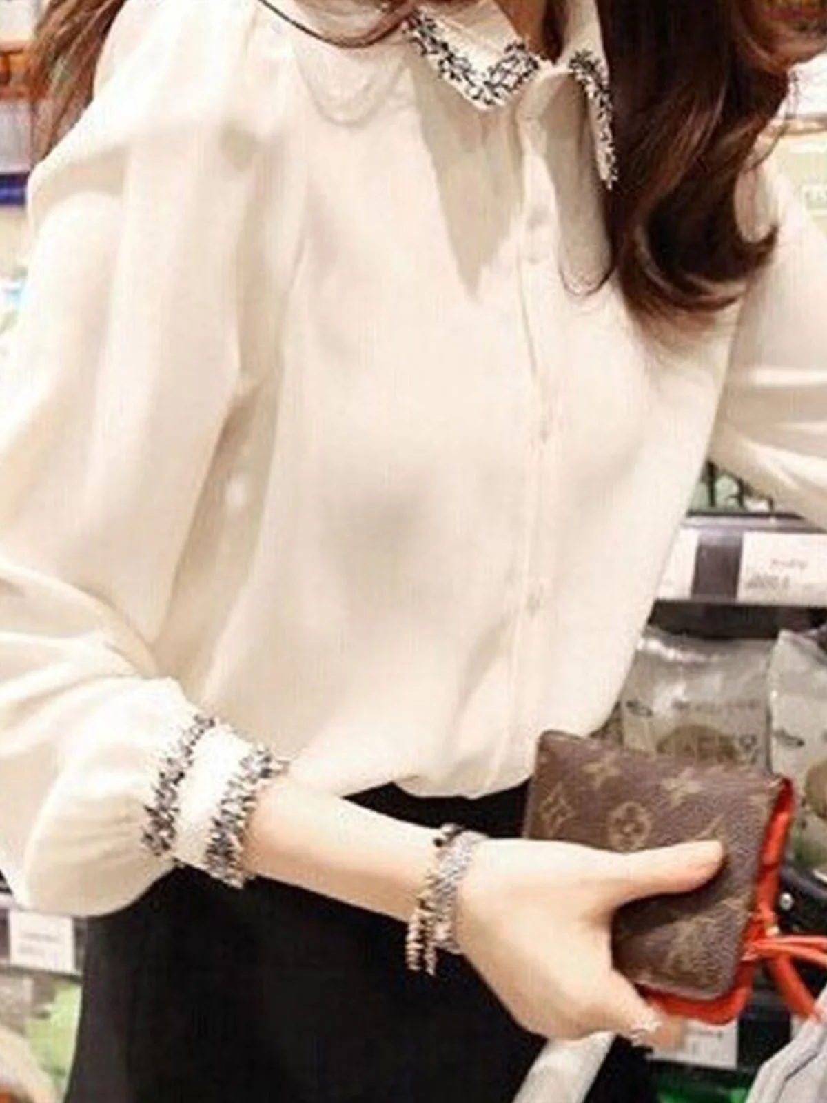 

plus Size Women's Long Sve Fce Lined irt Casual Loose Fit Thiened Autumn Winter Top Sweet Sle Collar Pure Color