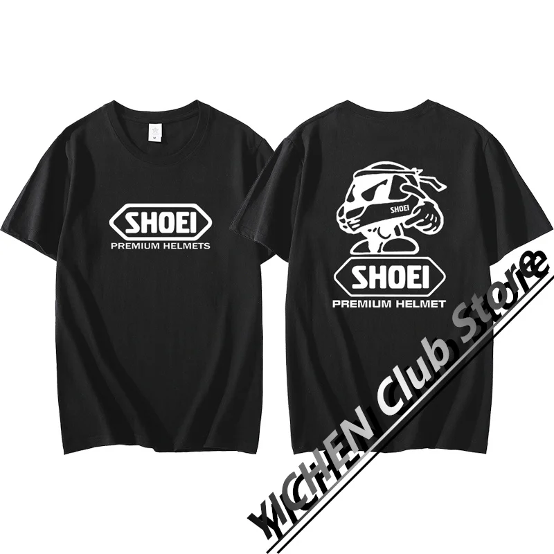 Shoei-男性と女性のための機関車Tシャツ,半袖,純綿,オートバイ,車,恋人,ファッション