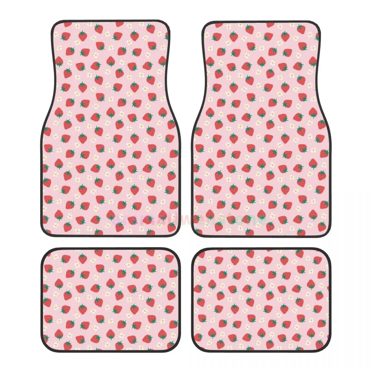 Strawberry 4PCS Crystal Velvet Women's Car Floor Mat, Anti Fouling Car Floor Mat Car Interior Accessories