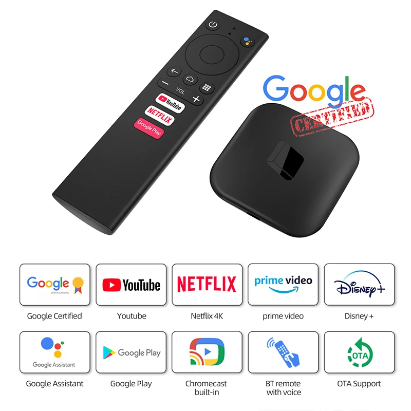 HAKO MINI 4K TV Box Android TV Box 2GB 8GB Streaming Media Player Bluetooth Voice Search Watch Movies Free & Live TV