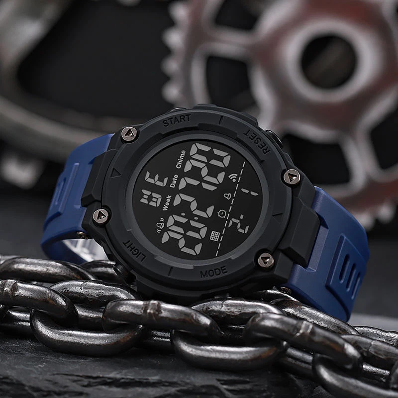 Легкие спортивные часы с будильником и светящимся в темноте дисплеем — электронные цифровые часы с пластиковым корпусом и ремешком для мужчин и женщин D