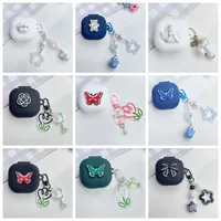 For QCY MeloBuds N30 case luxury butterfly Keychain Earphone Silicone protect Cover For QCY  N30 case