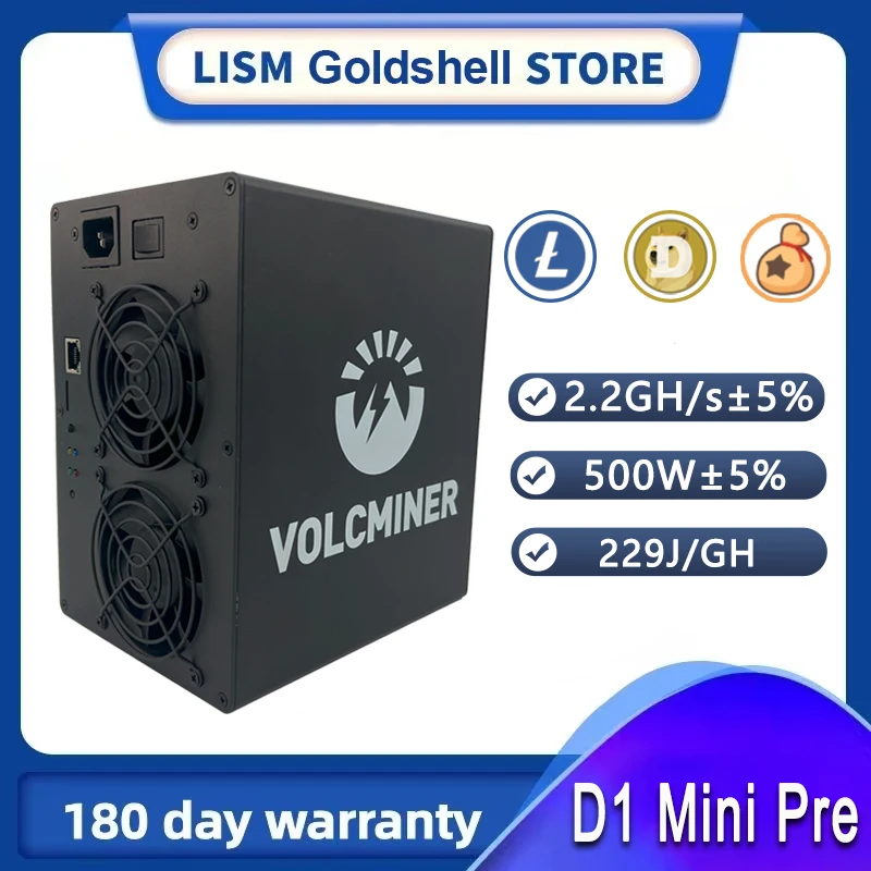 

New VolcMiner D1 Mini Pre 2.2Gh/s 500W LTC&Doge Coin Miner Algorithm Scrypt Mining Machine Asic Miner Ship on March