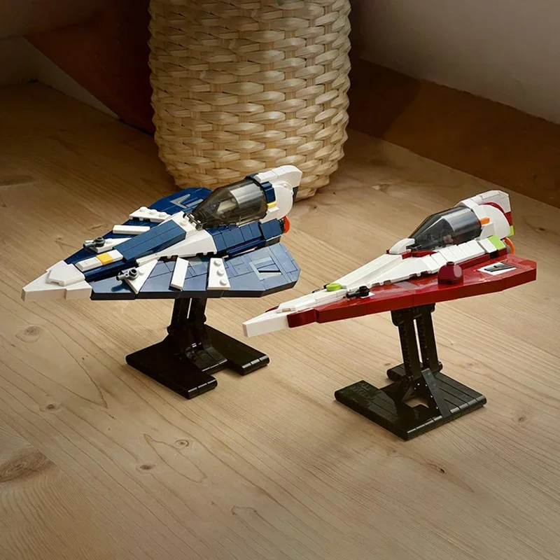 

MOC Science Fiction Movie (STAR BATTLE) PloKoons and ObiWans Delta-7 Космический корабль Строительные блоки Модель Фестивальная игрушка Детский подарок