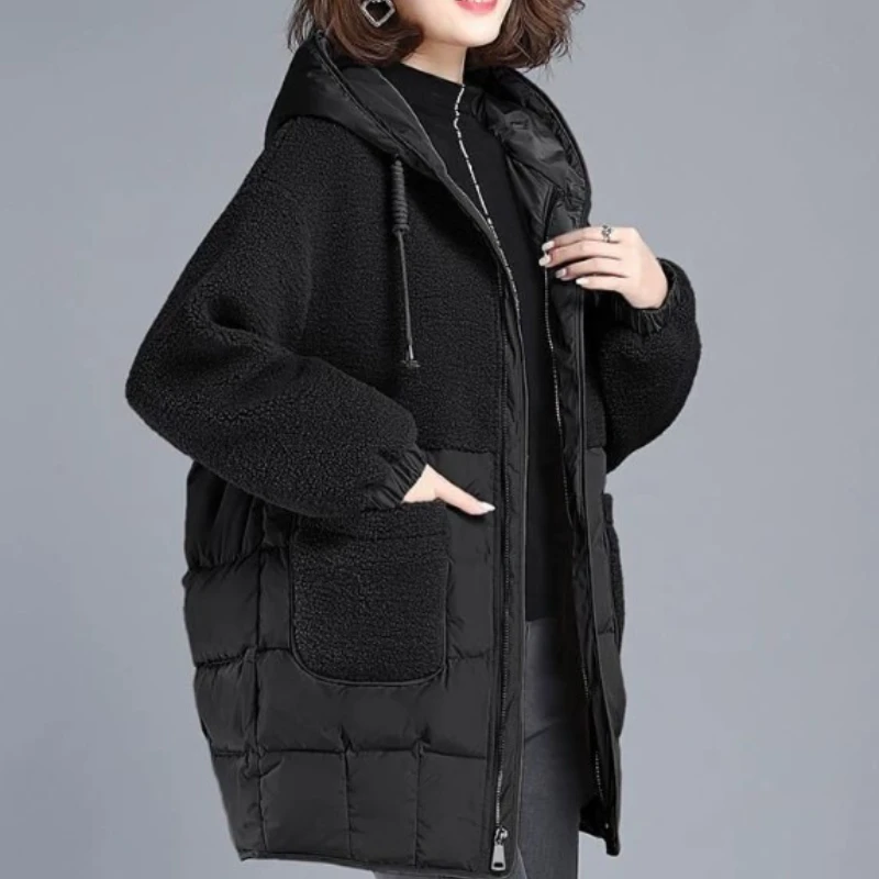 2025 Winter Loose Cotton-padded Jacket Long Thick Casual Women's Coat
