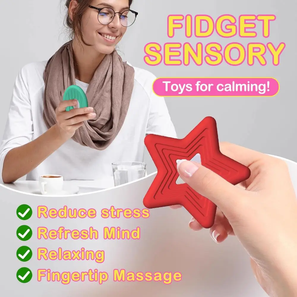 6 stks/set Getextureerde Zachte Zorgen Steen Fidget Ontspannende Siliconen Kinderen Zintuiglijke Steen Creatieve Geen Lawaai Getextureerde Zorgen Rotsen