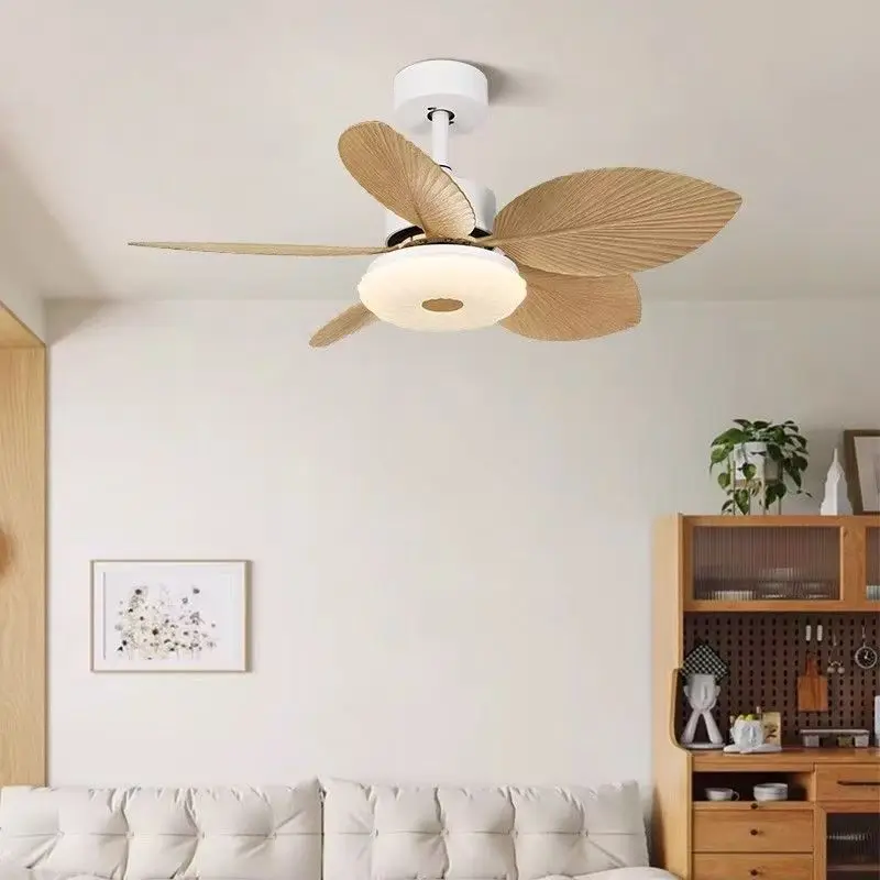 Modern Minimalist Nordic LED Ceiling Fan Strong Wind with Palm Leaf Art Creative Lamp for Living Room Home Decoration Chandelier