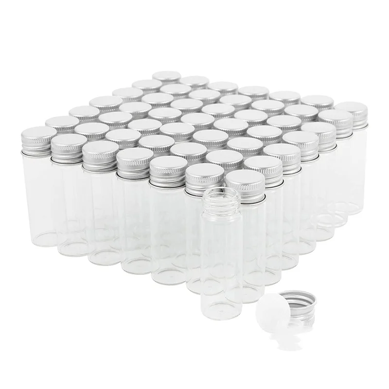 5ml/10ml/15ml/20ml Glass Vials with Screw Caps and Plastic Stoppers, Small Clear Liquid Sample Vial, Leak-Proof Vial, 12PCS