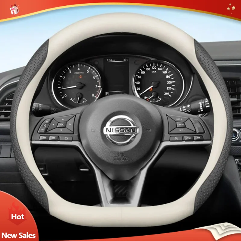 

Leather Car Steering Wheel Cover For Nissan Kicks Patrol Platinum Qashqai Versa Navara 2016 - 2021 2022 2023 2024 Accessories