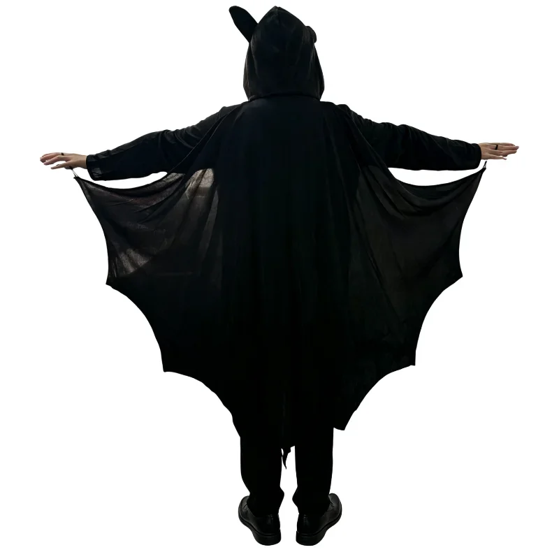 Adult Couple Black Bat Jumpsuit Costume With Hood for Men Women Halloween Party Cosplay Outfit Carnival Fancy Dress Up view 5
