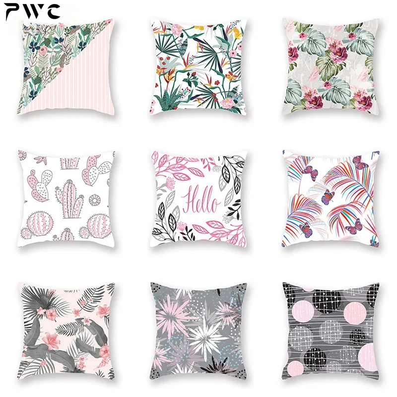 Flower Cushion Cover Pineapple Floral Pillow case Decorative for Sofa Car Seat Living Room Home Decor Soft Summer Covers 45x45cm