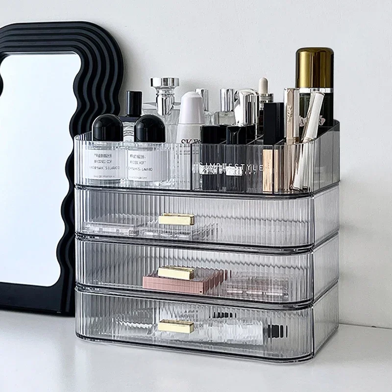 Acrylic Cosmetics Storage Box, Drawer Style Desktop Organizer, Dustproof Luxury Skincare Product Bins，Clear Beauty Organizer