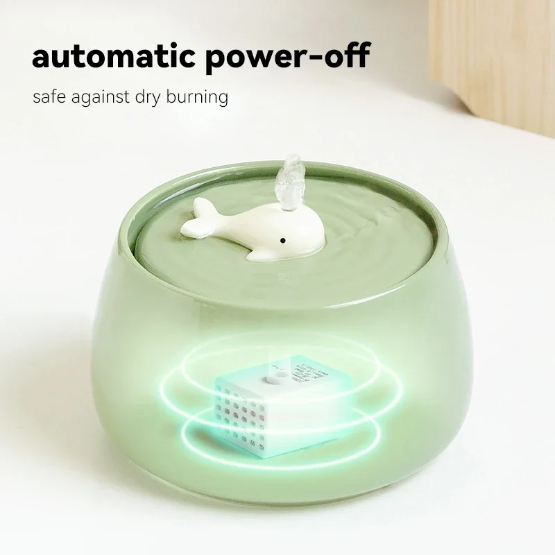 1.3 L Ceramic Cat Water Fountain USB Charging Pet Water Feeders Dogs Automatic Circulating Filtration Flow Water Dispenser