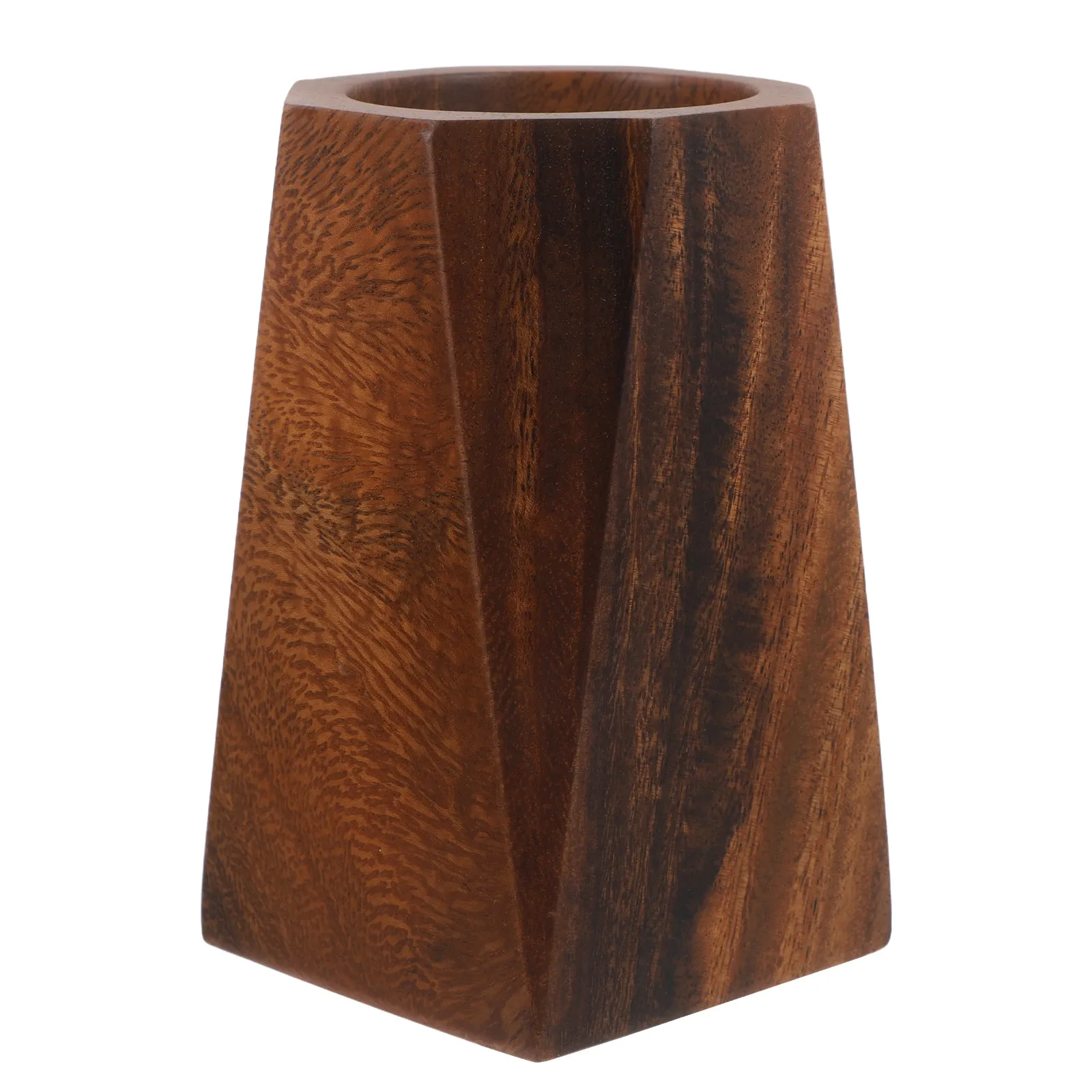 Wooden Pen Holder Black Walnut Desk Organizer Octagonal Shape Large Capacity Office Desktop Storage Cup Kitchen Utensil Holder