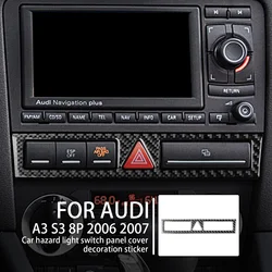 아우디 A3 S3 8P 2006 2007 인테리어 스타일링 액세서리 실제 탄소 섬유 자동차 위험 램프 스위치 패널 커버 트림 스티커
