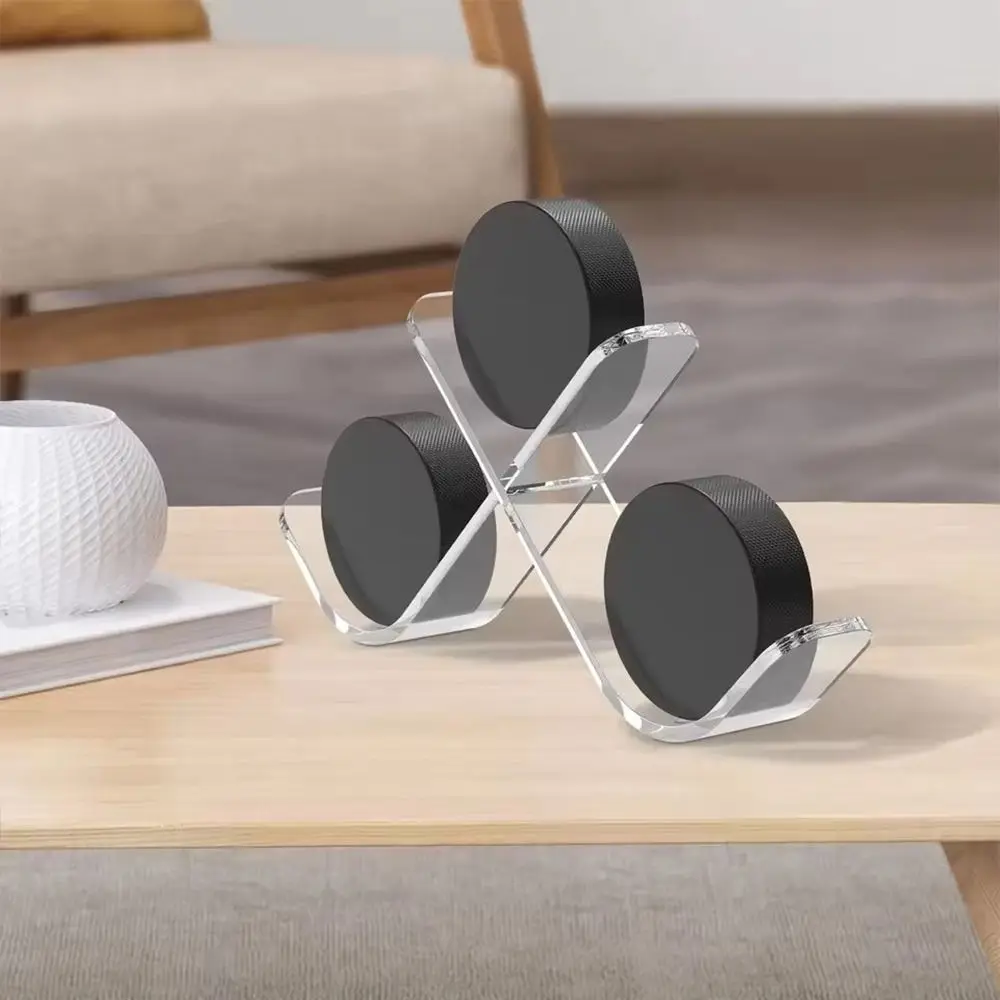 

Transparent Clear Hockey Puck Display Case Triple Sports Decoration Desktop Organizer Acrylic Decor Storage