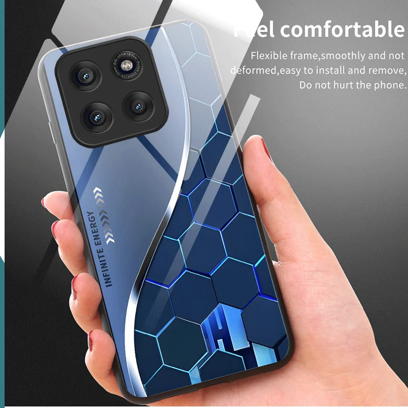 Hard Tempered Glass Case For Motorola Moto G17 G57 Power Protective Cover Gradient Color Pattern Back Shell Fundas
