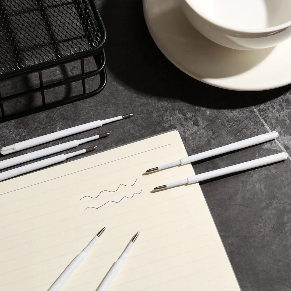 10 Pcs/lot Stationery Large-capacity Plastic Writing Tool Press Pens Core Replacement Lead Ballpoint Pen Refill