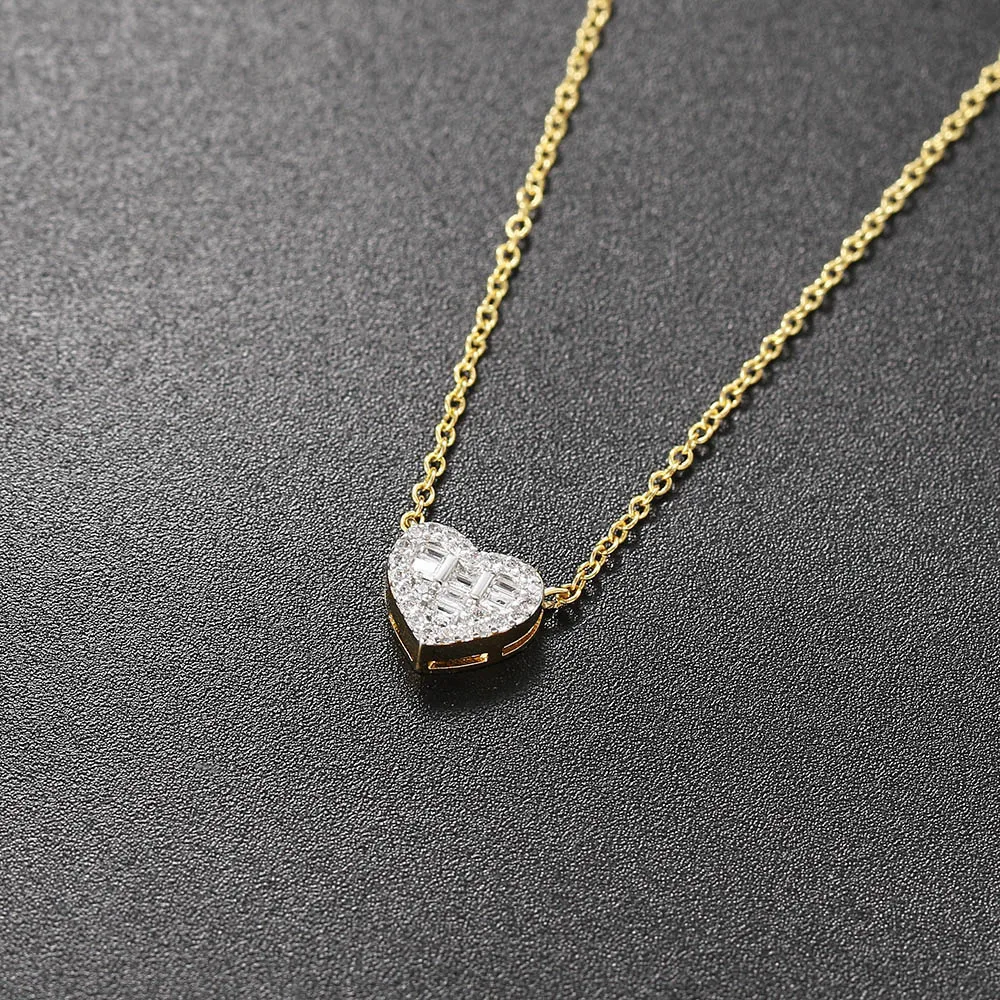 الجمالية قلادة القلائد للنساء الكورية كريستال القلب الذهب اللون الإناث المختنق سلسلة على الرقبة مجوهرات اكسسوارات N564 #4