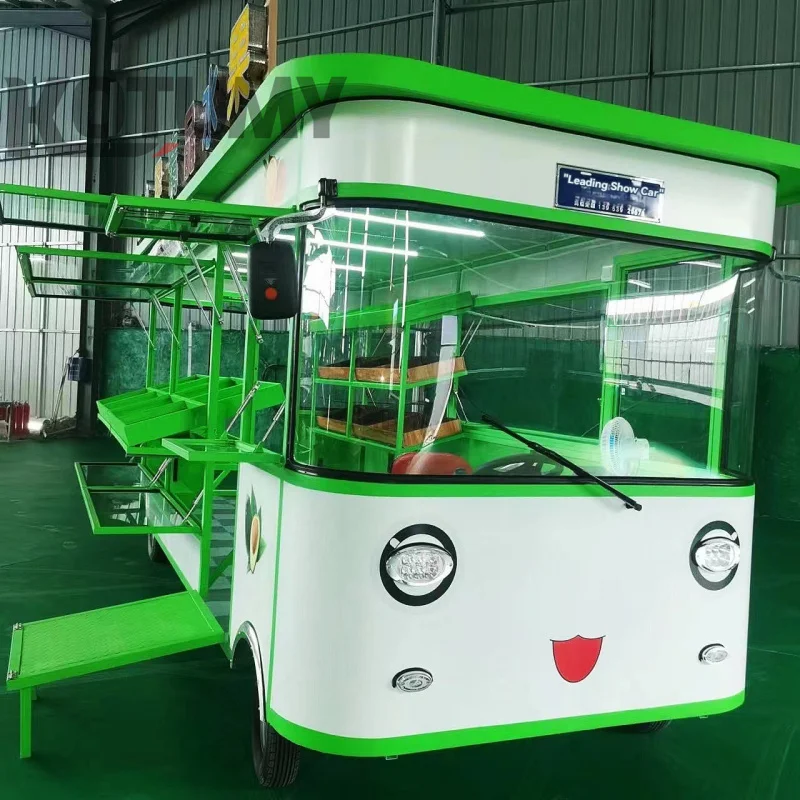 مخصص. متعددة الوظائف أربع عجلات الوجبات السريعة شاحنة فواكه الإفطار السوق الليلي كشك الشواء التجارية المتنقلة الغذاء Tr #5