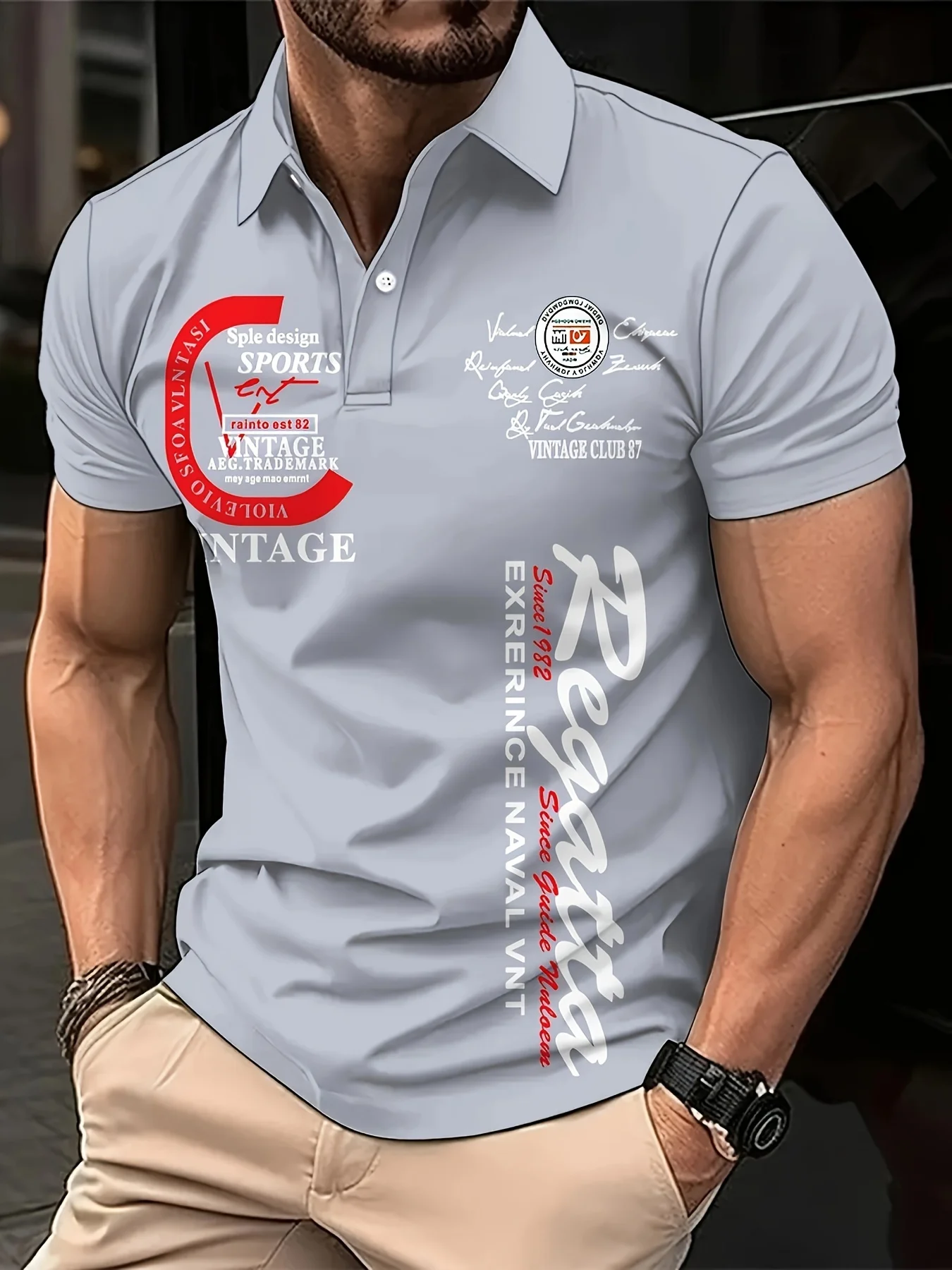 

2025 Men's Casual Short Sleeve Polo Shirt 3D Horse Print Striped Color Block Design Sporty Style Collared Golf Shirt for Summer