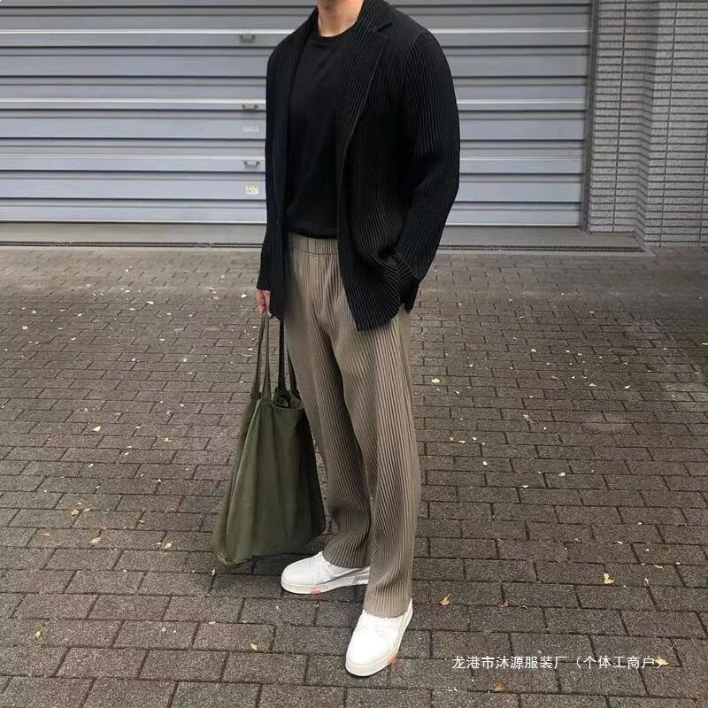 ISSEY 2026 New Arrival Japanese  Pleated Pants Draped Straight-Leg Loose Wide-Leg Casual Trousers Men's Fashion