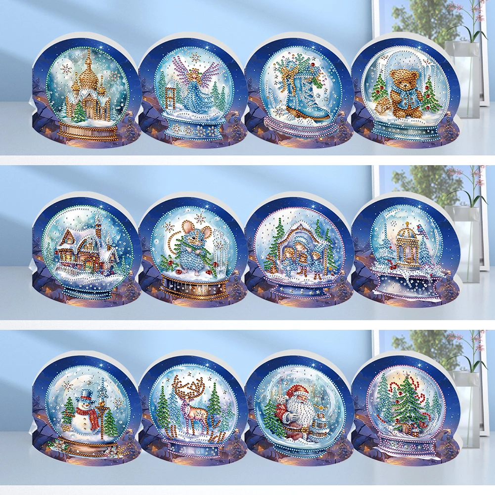 4/6/8/12 قطعة بطاقات الرغبات اليومية المطوية 5D حجر الراين الفنون تحيات عيد ميلاد بطاقة اليدوية الماس اللوحة عيد الميلاد مهرجان بطاقة