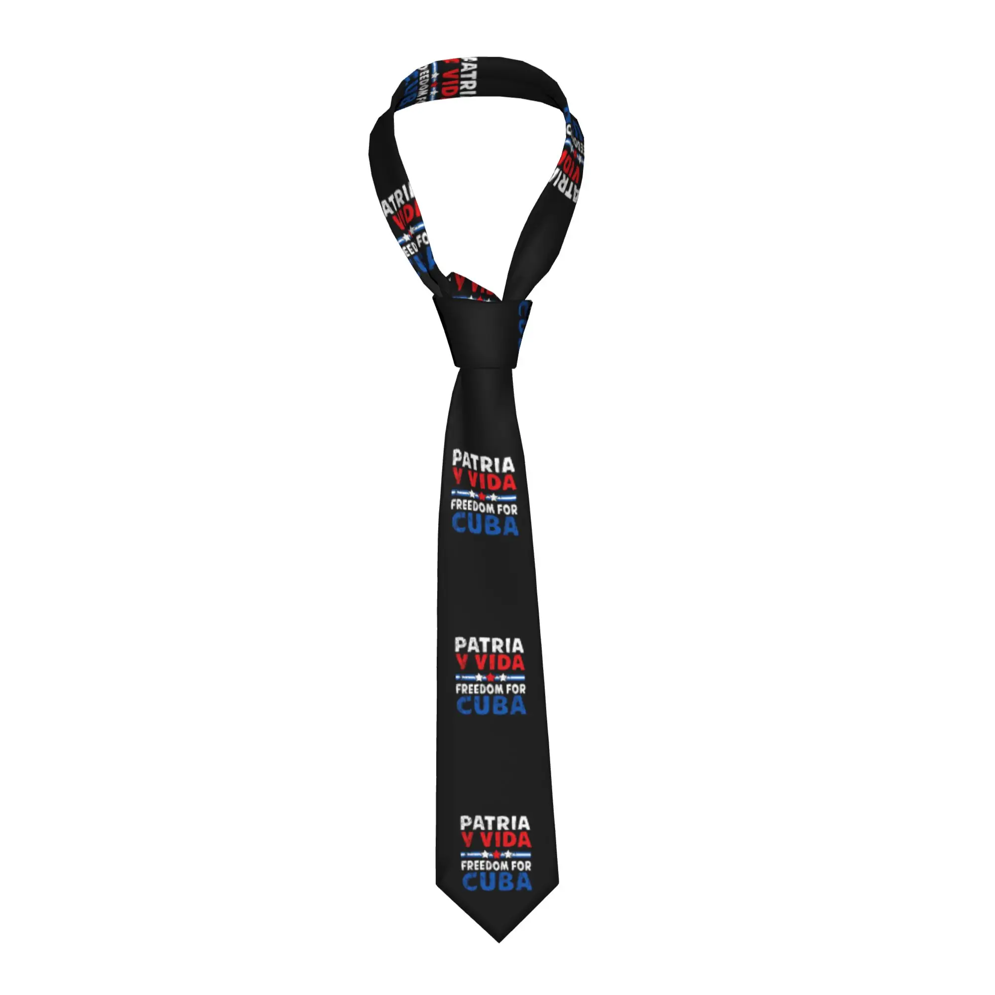 Patria Y Vida Freedom For Cuba Ties Mens Formal Silk Cuba Flag  Necktie for Office