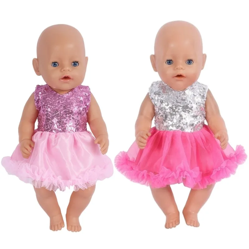 43-45  cm Doll Clothes 17 Inch Doll Fashion Sequins Dress  Dolls Costume  Girl Doll Doll Accessories