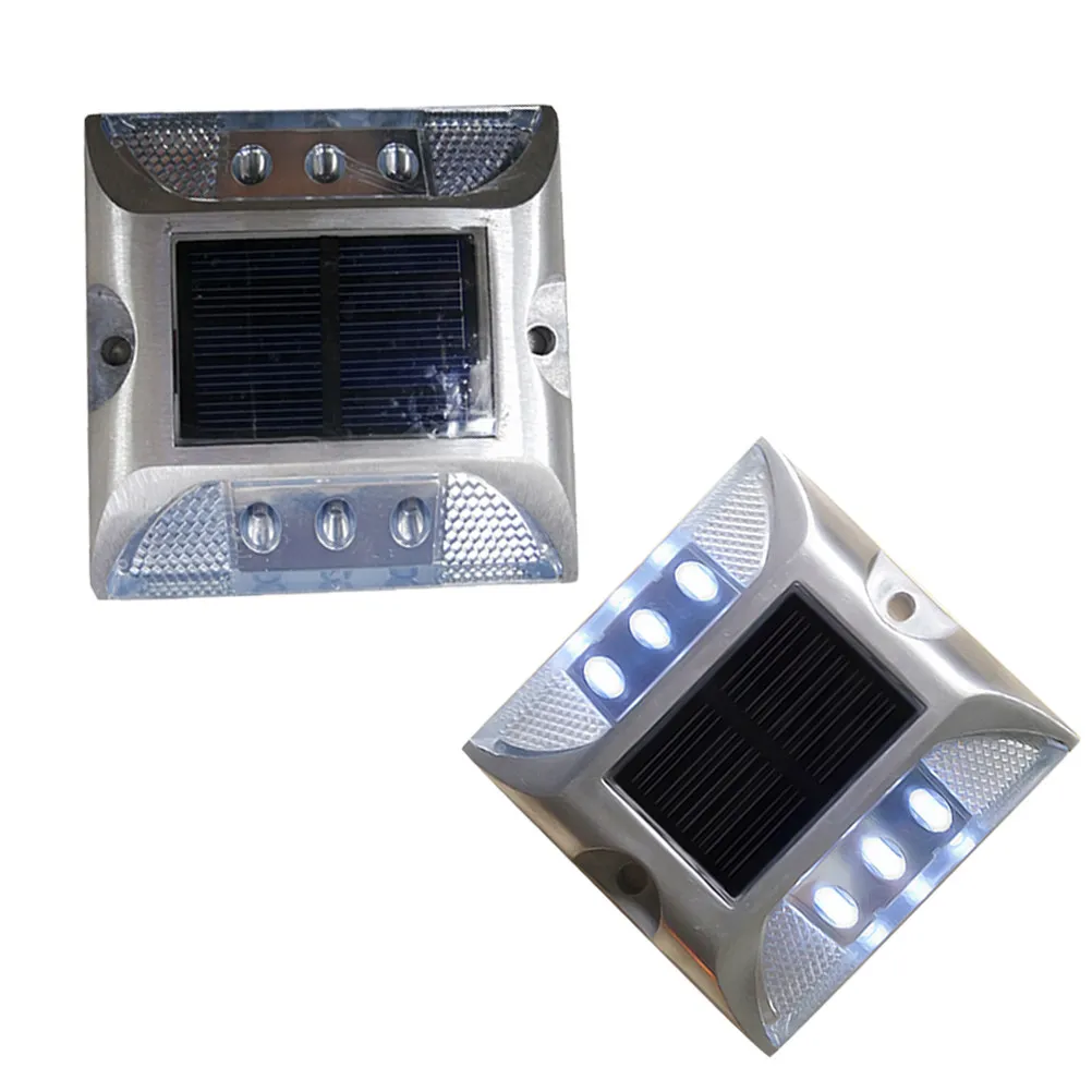 Solar Road Stud LED White Polycarbonate IP68 Waterproof Solar Powered Automatically Charging Night Safety Pathway Dock Garden