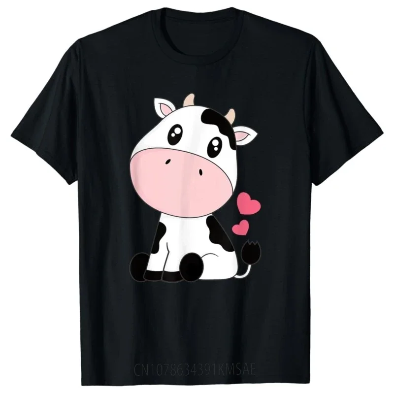 Cute Kawaii Cow Print Black White Cow Animal T-Shirt  Kawaii Clothes  Shirts for Women  Top Mujer