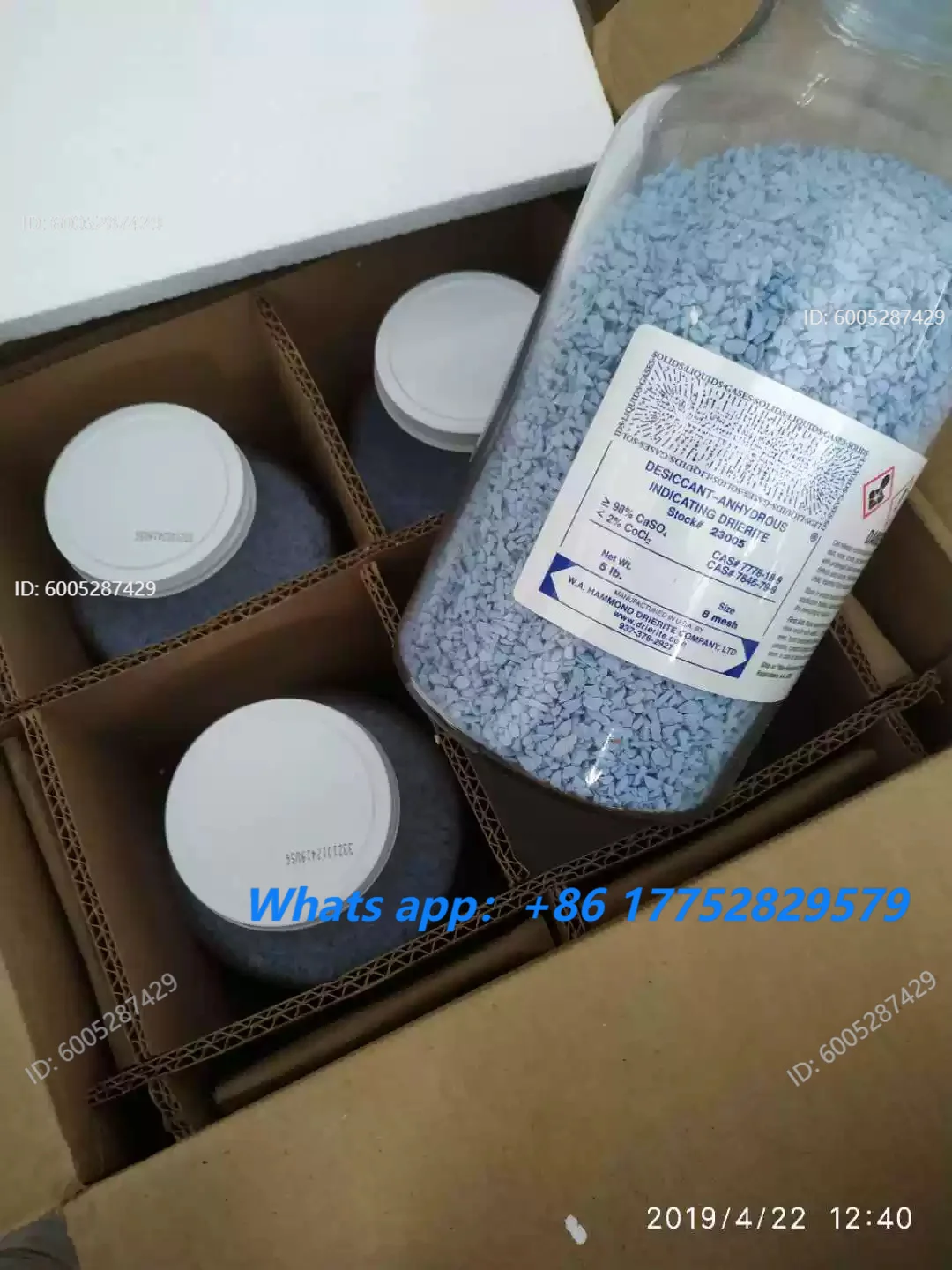 Original Imported Anhydrous Calcium Sulfate Indicator Desiccant 23001/24001/13001 from United States for Laboratory Use