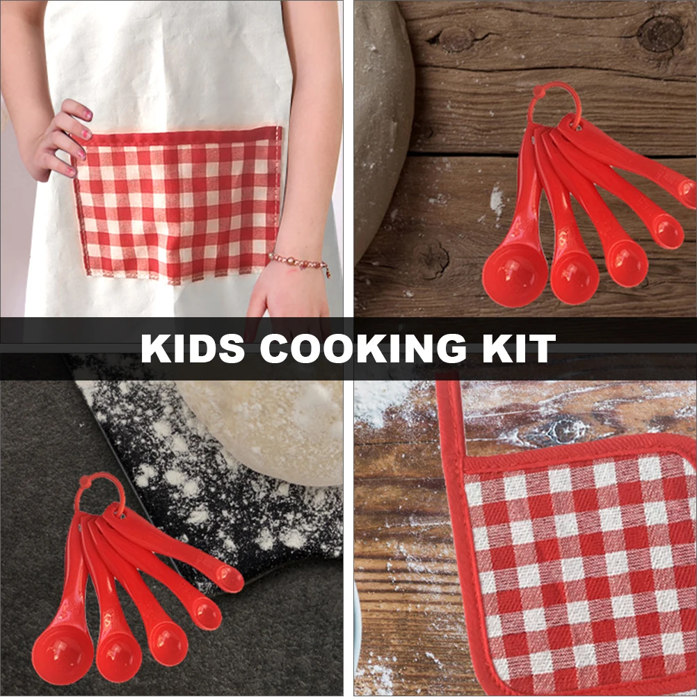 1 ensemble de tablier de cuisine pour enfants, Kit de cuisson, Mini outils de cuisine de qualité alimentaire, sangle de cou réglable en toute sécurité, ensemble de cuisine pour garçons et filles d'âge préscolaire