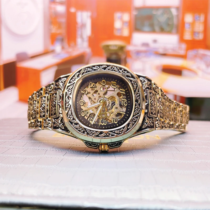 남성용 빈티지 새겨진 스켈레톤 기계식 손목시계, 고급  - Luxury Watch Engraving 리뷰 및 가격