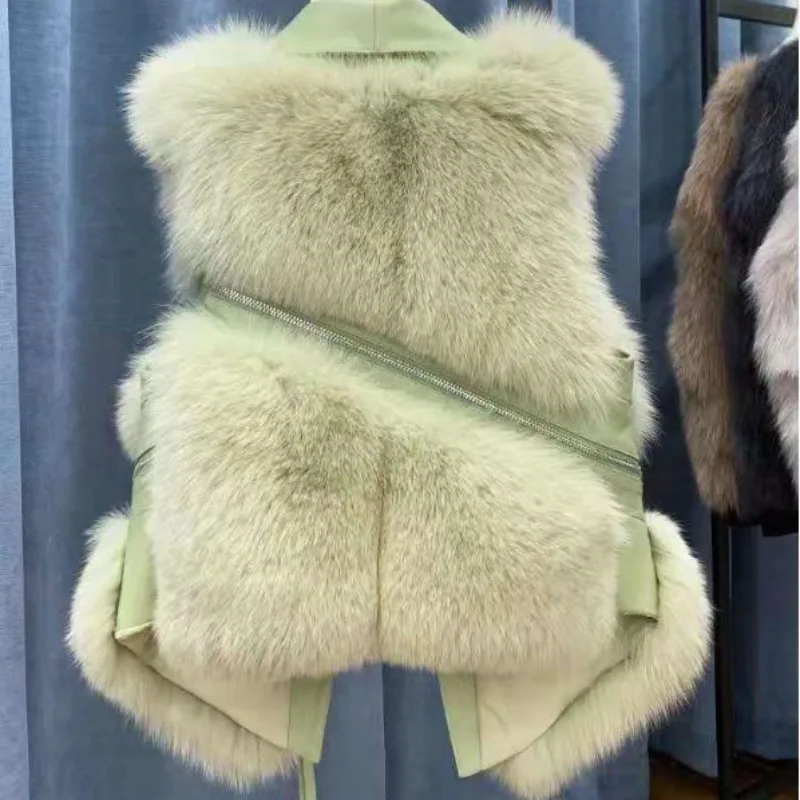 Chaleco de piel de imitación para mujer, chaqueta para otoño e invierno, nueva versión coreana de chaleco de piel de zorro de imitación, hermoso chaleco de piel corta