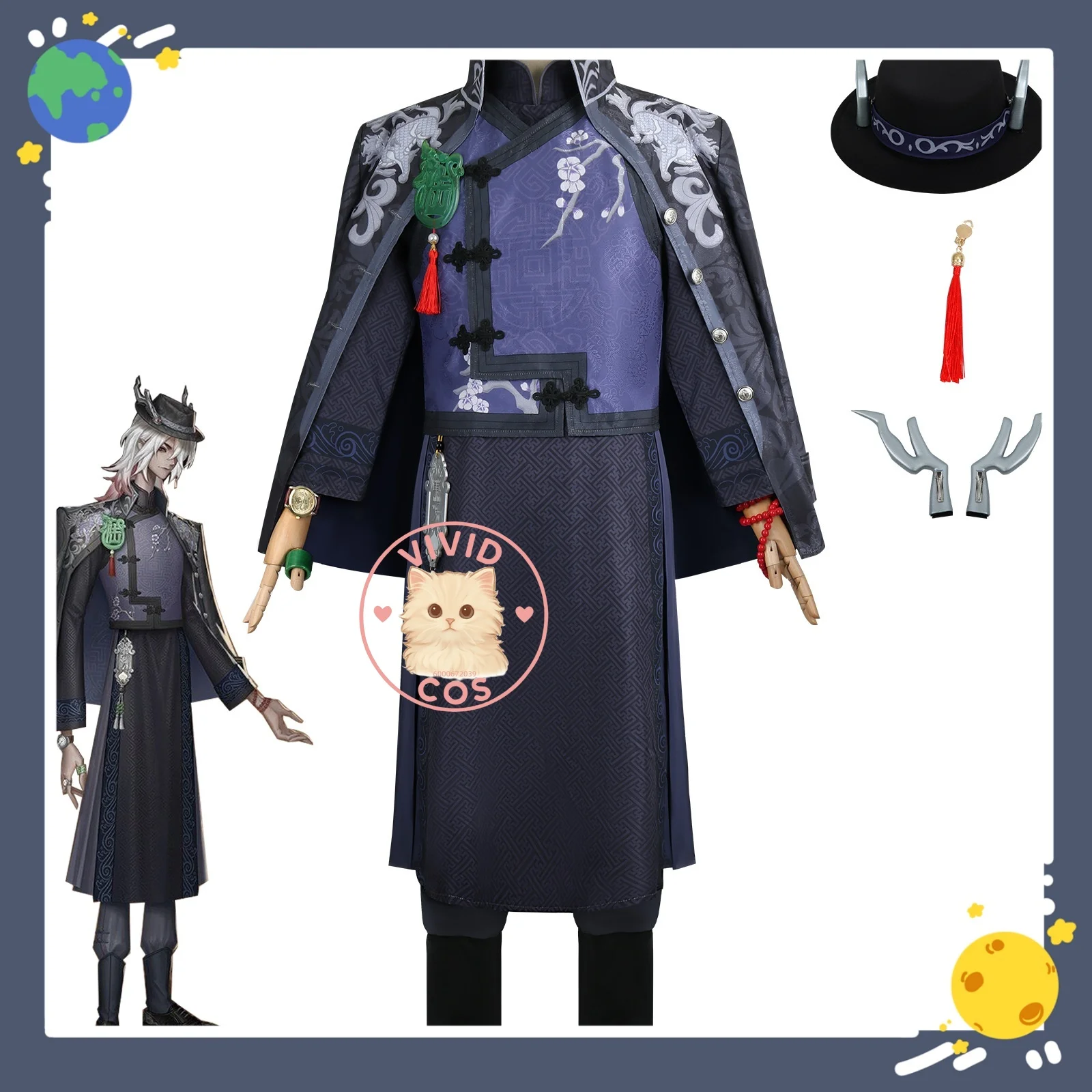 

Identity V Soul of Umbrella Qilin Merchant Tears of Withered Flowers Black and White Impermanence Cosplay Costume Halloween