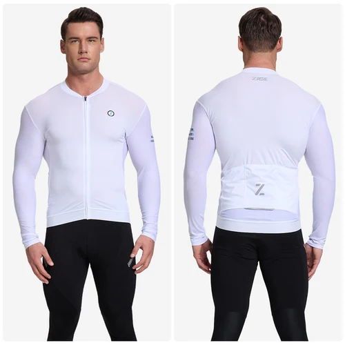 Imagen 2 del producto ZRSE Camiseta de ciclismo para hombre con manga larga UPF 50+ Anti-UV Slim Fit transpirable Maillot de ciclismo de secado rápido MTB camiseta de ciclismo de carretera