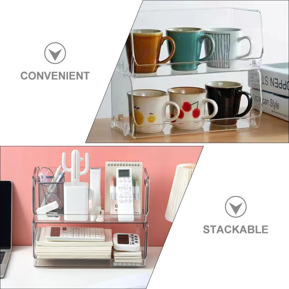 

2Pcs Makeup Rack Transparent Desk ganizer Stackable Tabletop Container Sundries Storage Case Home Sundries Holder