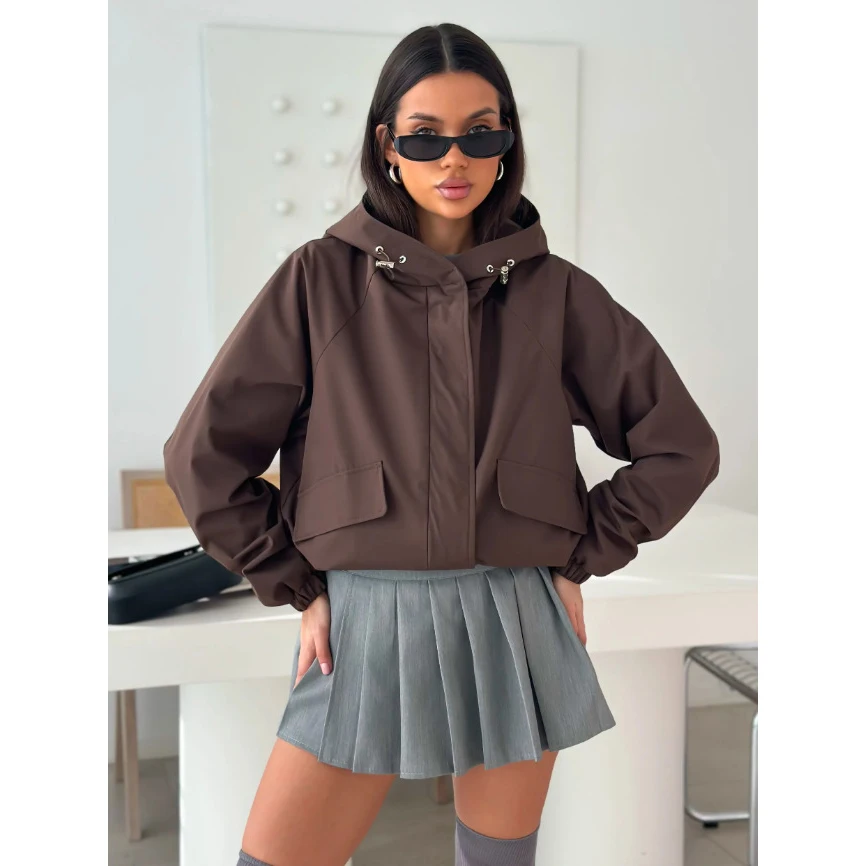 For Vacation And Holiday Solid Color Women Hooded Jacket Soft Touch Material Lightweight Construction Polyester Fabric