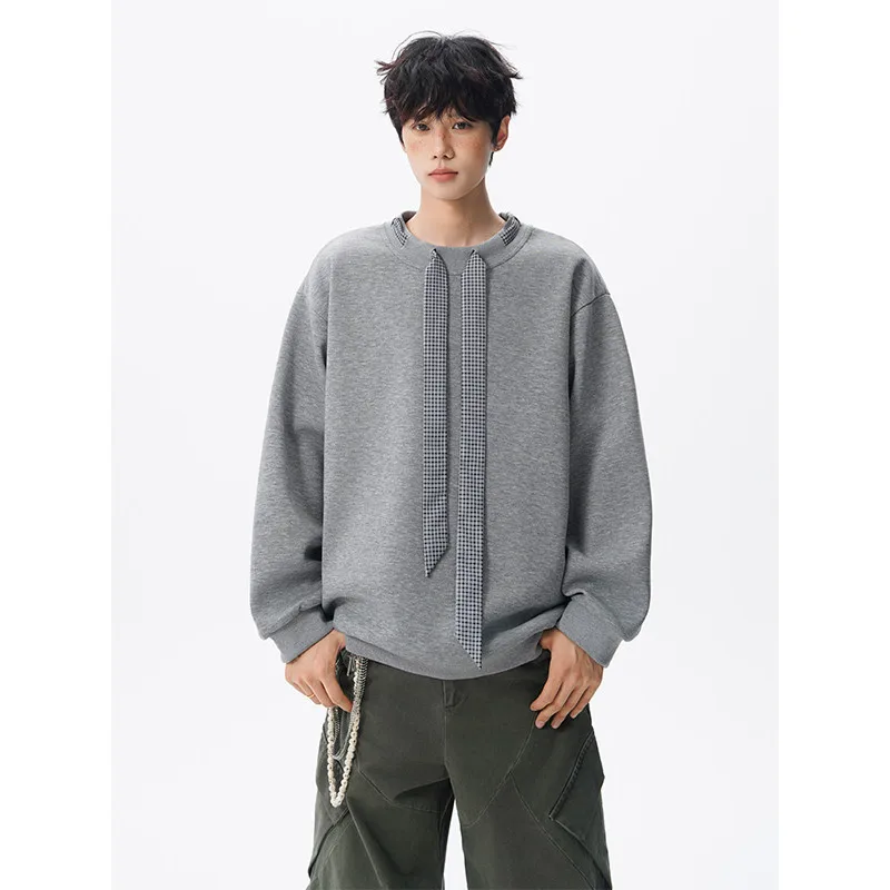 

Мужская толстовка без капюшона, мужская рубашка с длинным рукавом, новинка 2025, осень, корейский стиль, свободная посадка, повседневная модная верхняя блузка, уличная мужская одежда