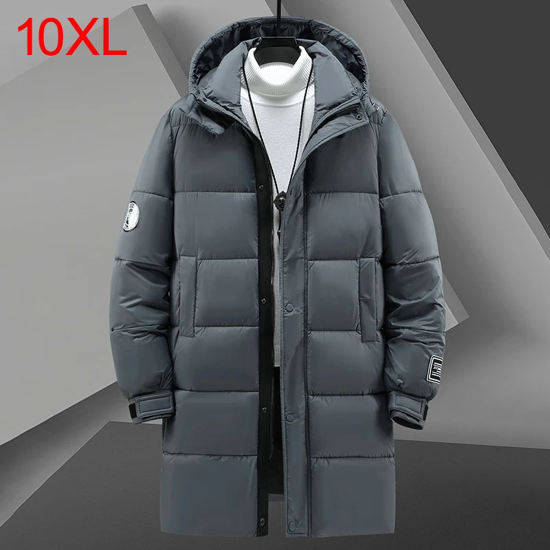 Men cotton jacket long coat casual hood extra weight warmth150kg 10xl winter jacket men long cotton jacket 9XL 8XL Parkas