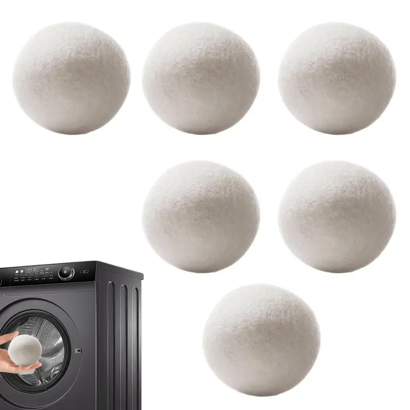 Laundry Wool Dryer Balls Drying Time Shortener Set Of 6 Reusable Fabric Softener Ball Reduces Clothing Wrinkles And Saves Drying