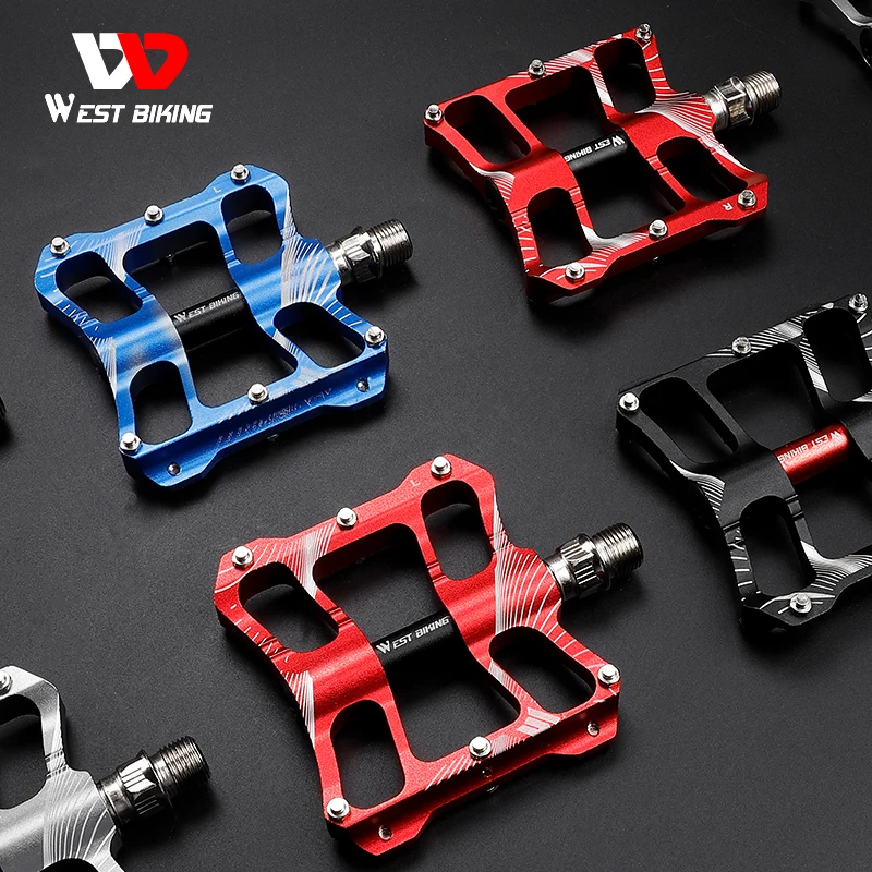 WEST BIKING Ultralight Bicycle Pedal 2 Bearings Aluminum Alloy Anti-slip Cycling Pedals MTB Road Sealed Bearing 9/16 